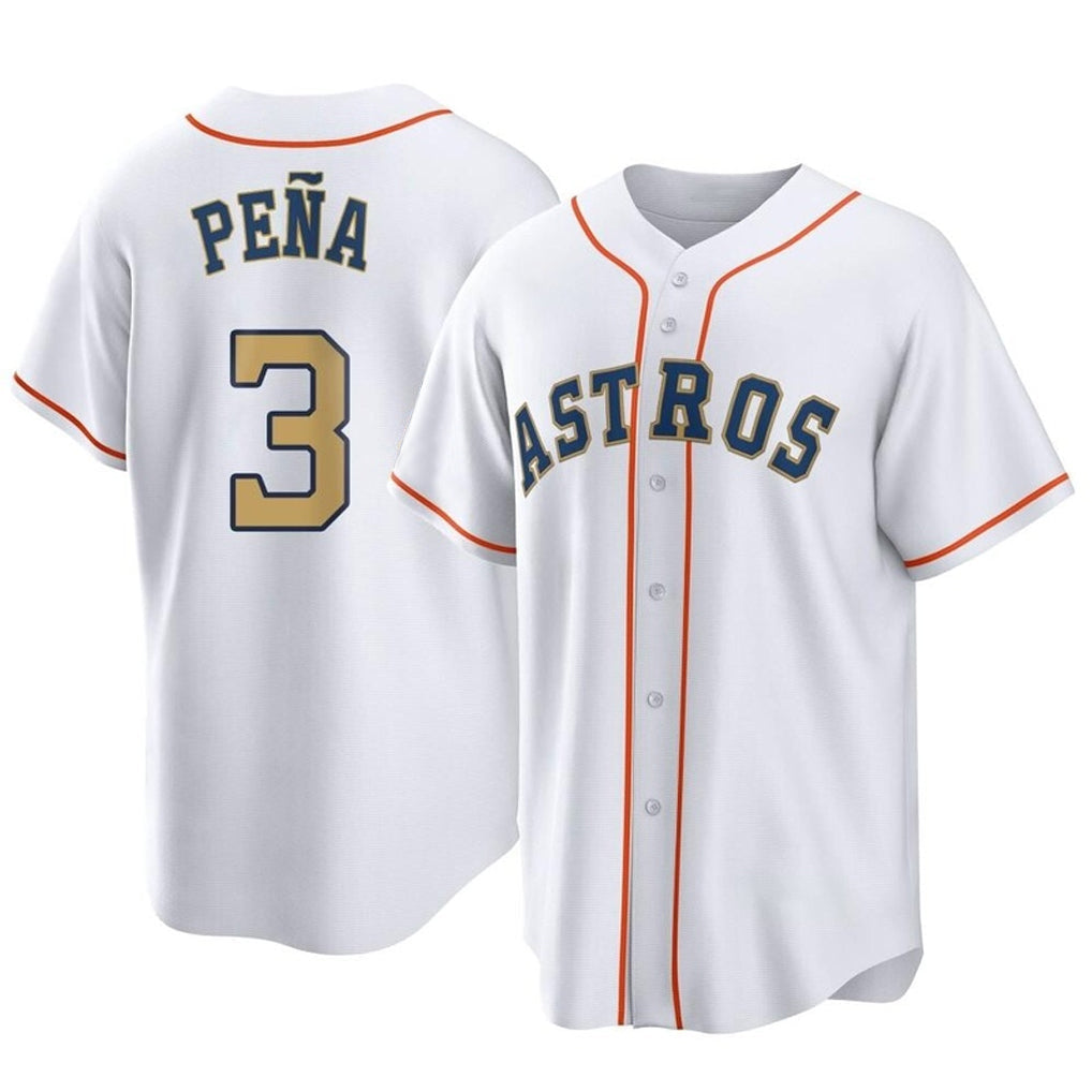 Arlishia H.Astros #3 Jeremy Pe?a Player Gold Collection Game Home Stitched Jerseys