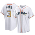 Arlishia H.Astros #3 Jeremy Pe?a Player Gold Collection Game Home Stitched Jerseys
