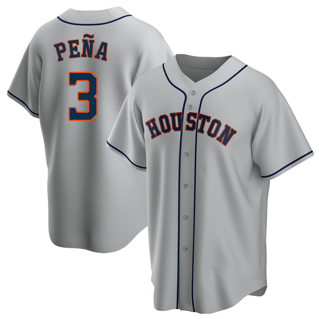 Arlishia H.Astros #3 Jeremy Pe?a Player Gray Home Game Stitched Jerseys