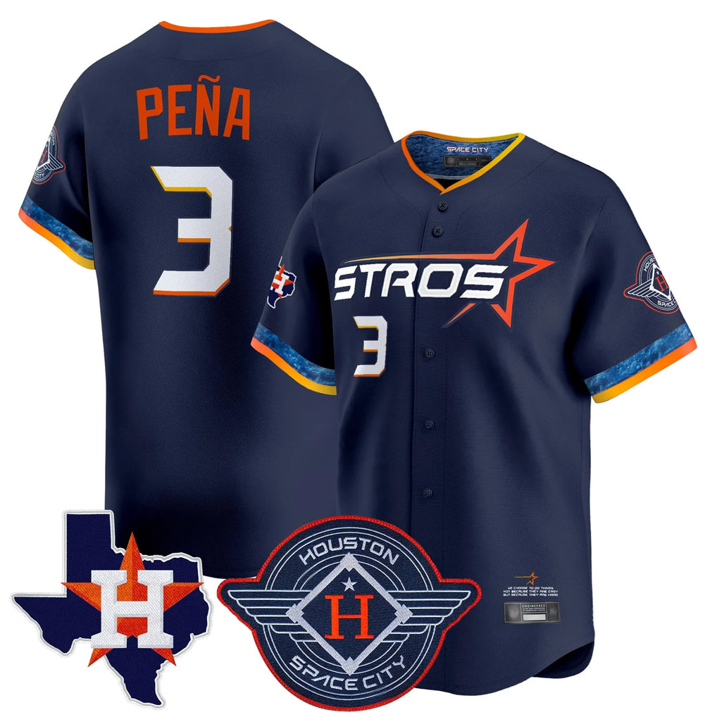 Arlishia H.Astros #3 Jeremy Pe?a Player Navy City Connect Texas Patch Vapor Premier Limited Home Stitched Jerseys
