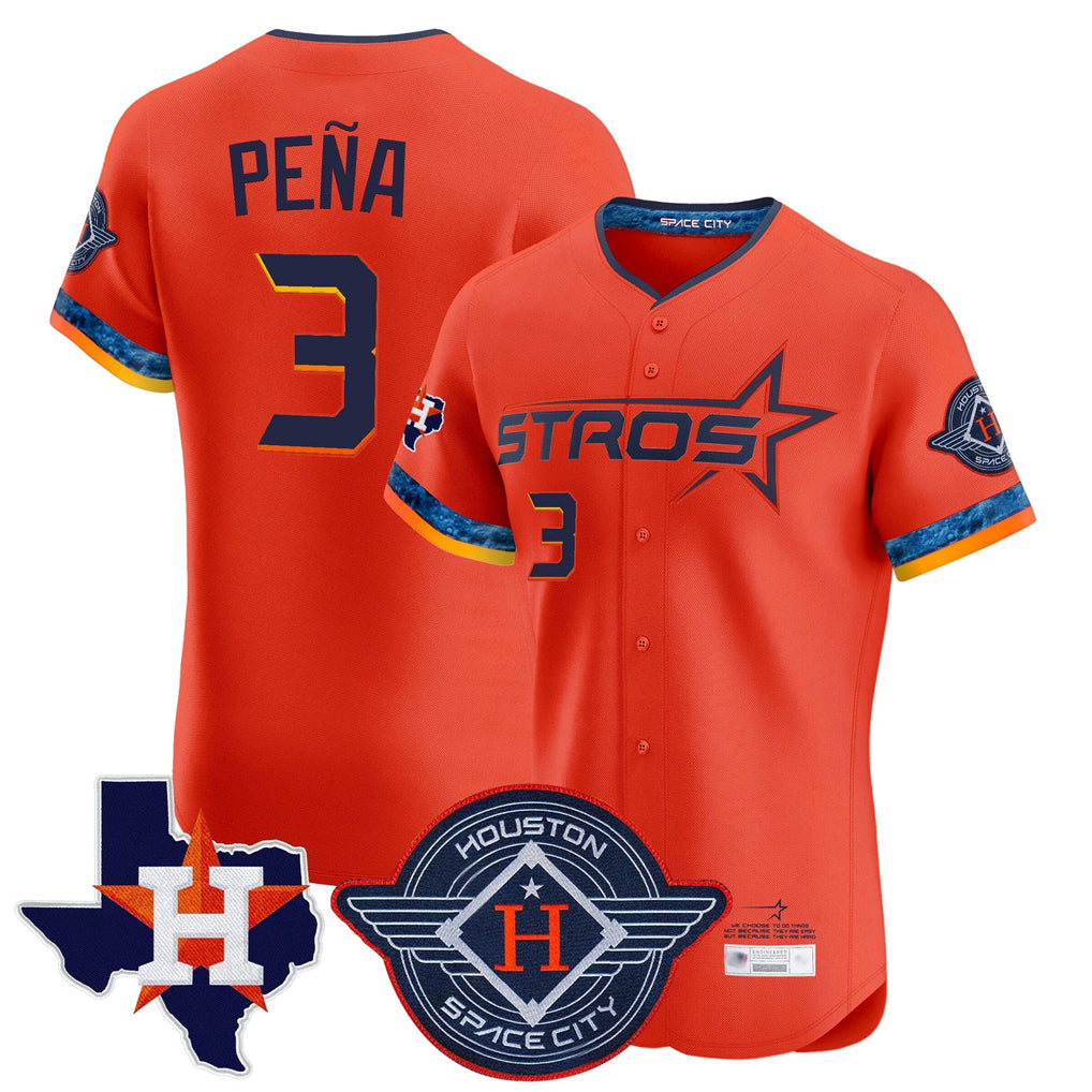 Arlishia H.Astros #3 Jeremy Pe?a Player Orange City Connect Texas Patch Vapor Premier Limited Elite Home Stitched Jerseys
