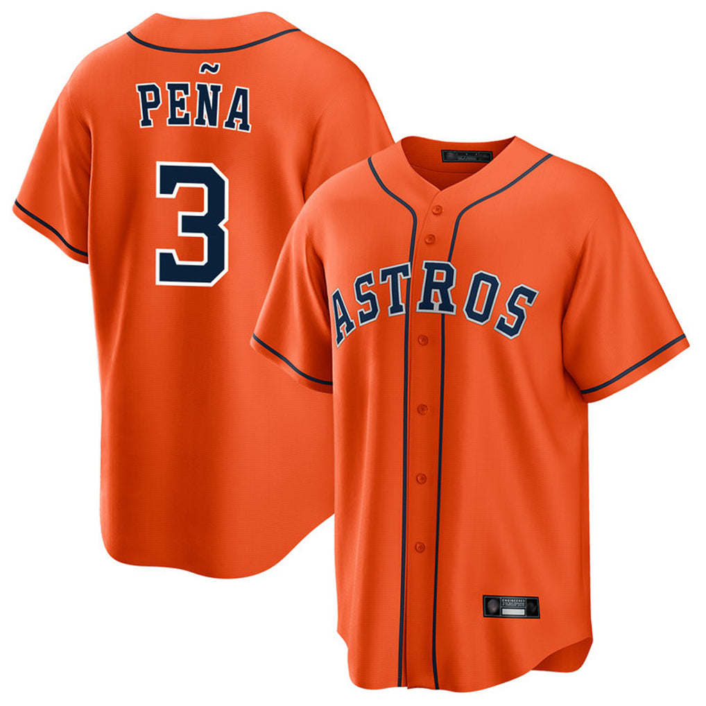 Arlishia H.Astros #3 Jeremy Pe?a Player Orange Home Game Stitched Jerseys
