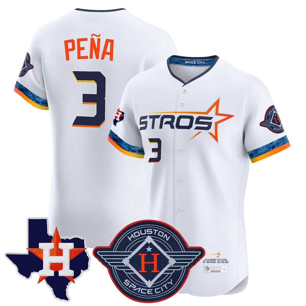 Arlishia H.Astros #3 Jeremy Pe?a Player White City Connect Texas Patch Vapor Premier Limited Elite Home Stitched Jerseys