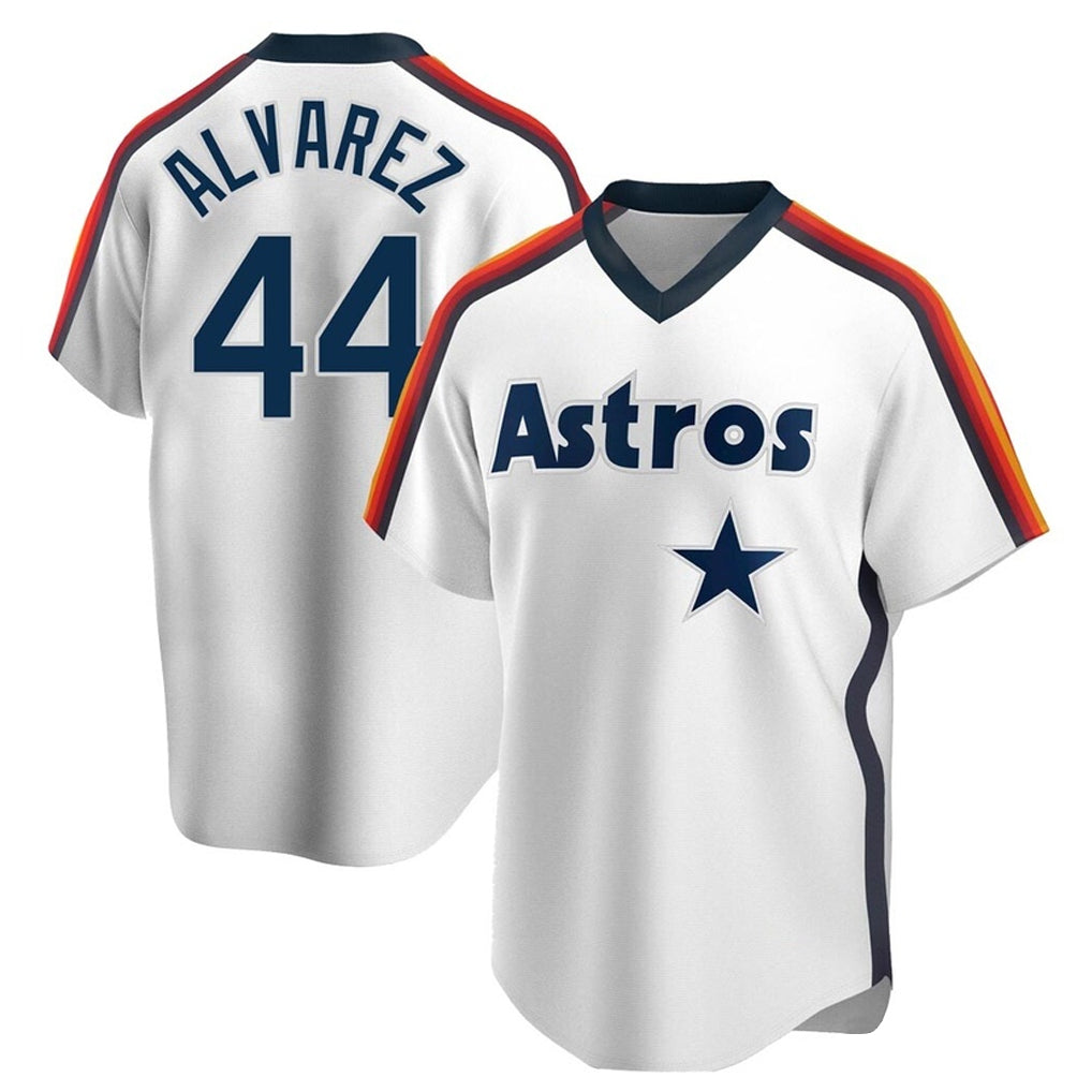 Arlishia H.Astros #44 Yordan Alvarez Player White Cooperstown Collection T-shirt Stitched Jerseys
