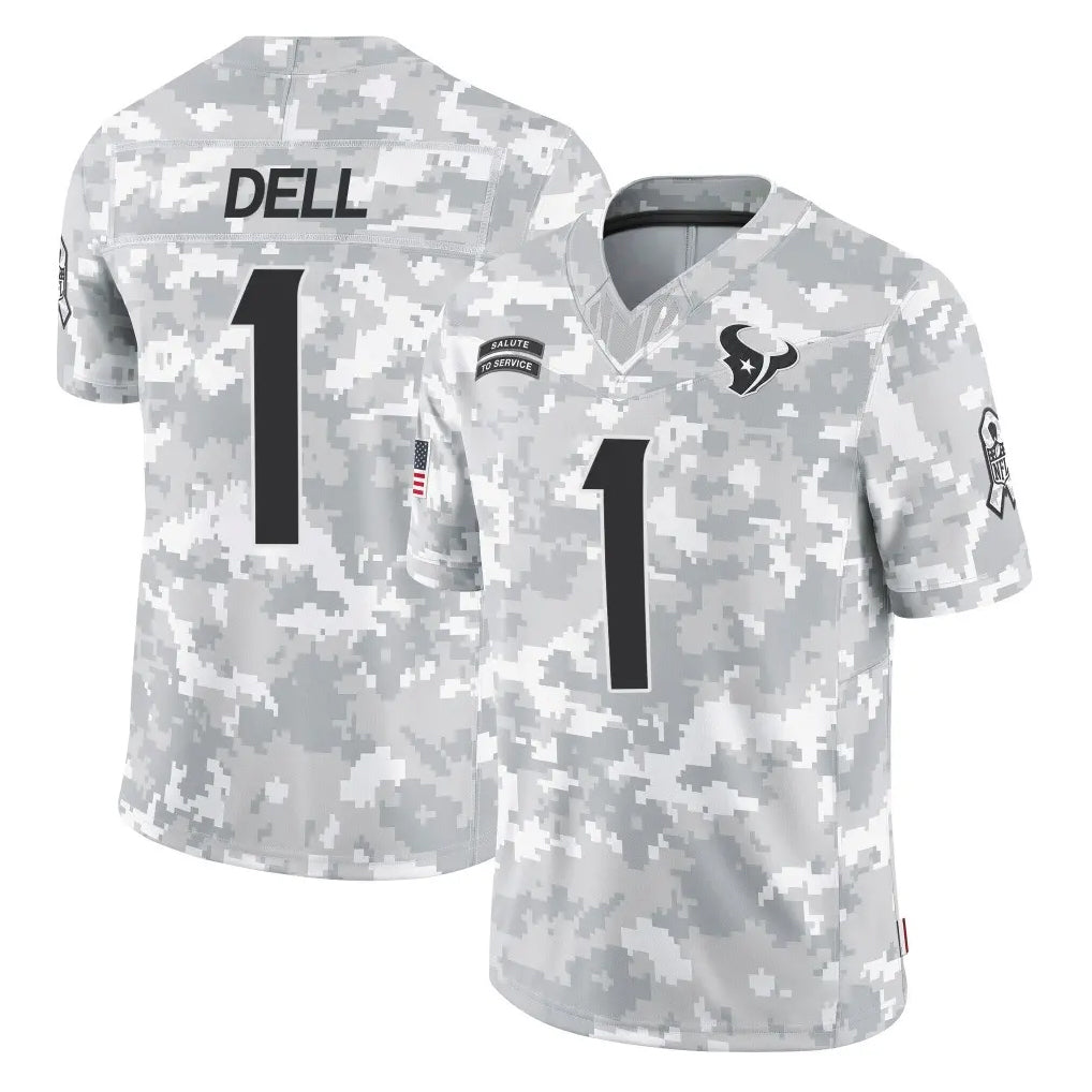 Arlishia H.Texans #1 Tank Dell Player Arctic Camo Salute To Service Limited Game Stitched Jerseys