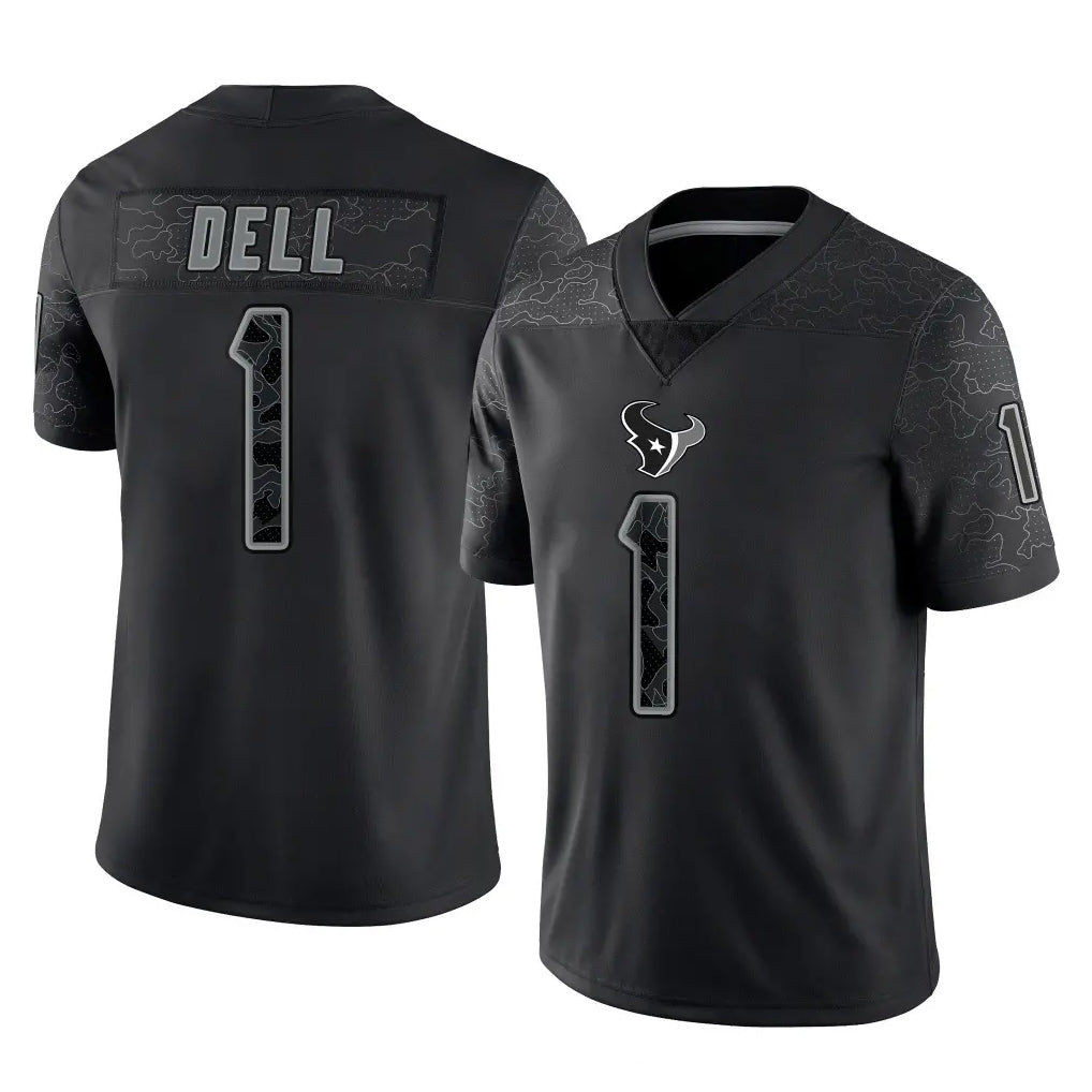 Arlishia H.Texans #1 Tank Dell Player Black Reflective Limited Game Stitched Jerseys