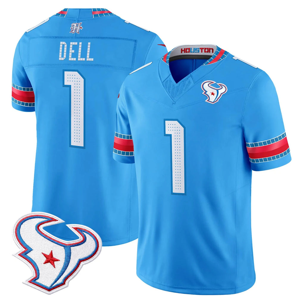 Arlishia H.Texans #1 Tank Dell Player Blue 2026 Rivalries Vapor Limited Home Game Stitched jerseys