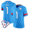 Arlishia H.Texans #1 Tank Dell Player Blue 2026 Rivalries Vapor Limited Home Game Stitched jerseys