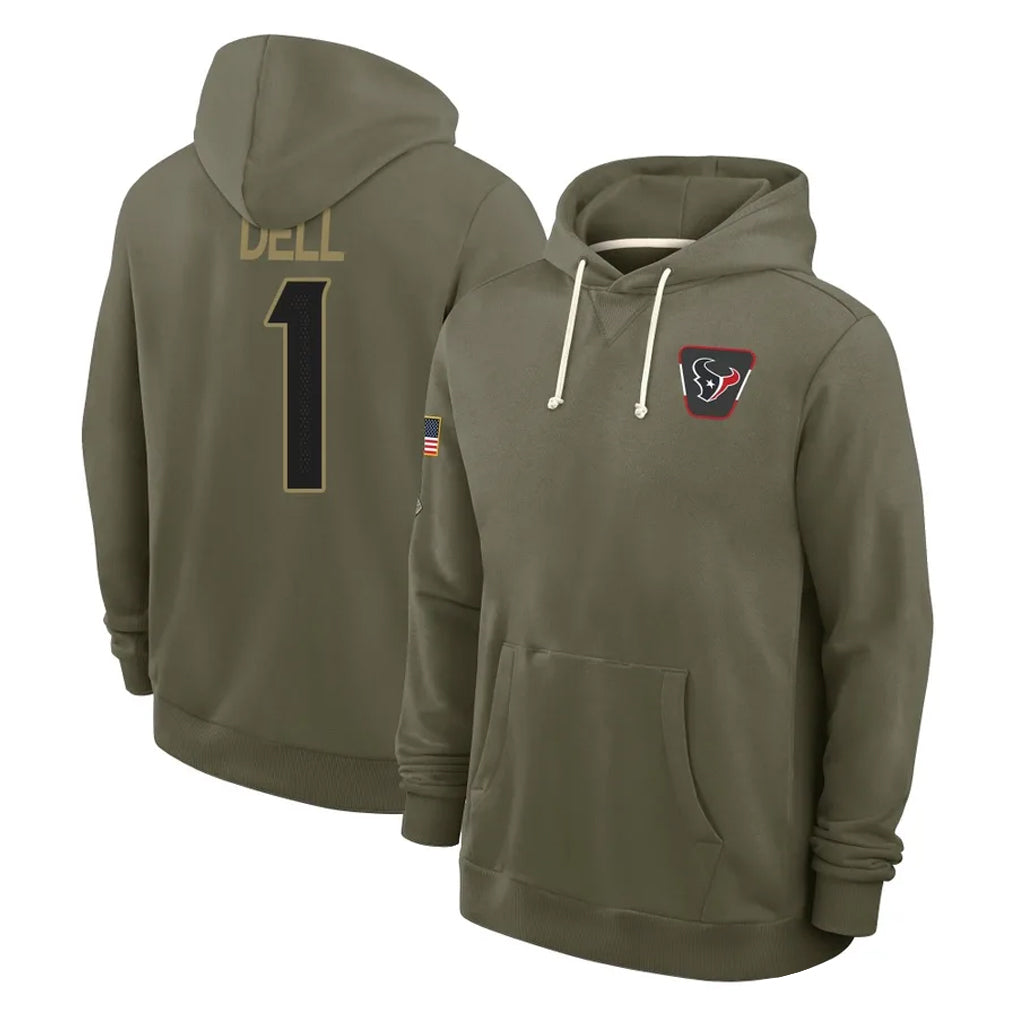 Arlishia H.Texans #1 Tank Dell Player Olive Salute to Service Pullover Hoodies Limited Stitched Jerseys