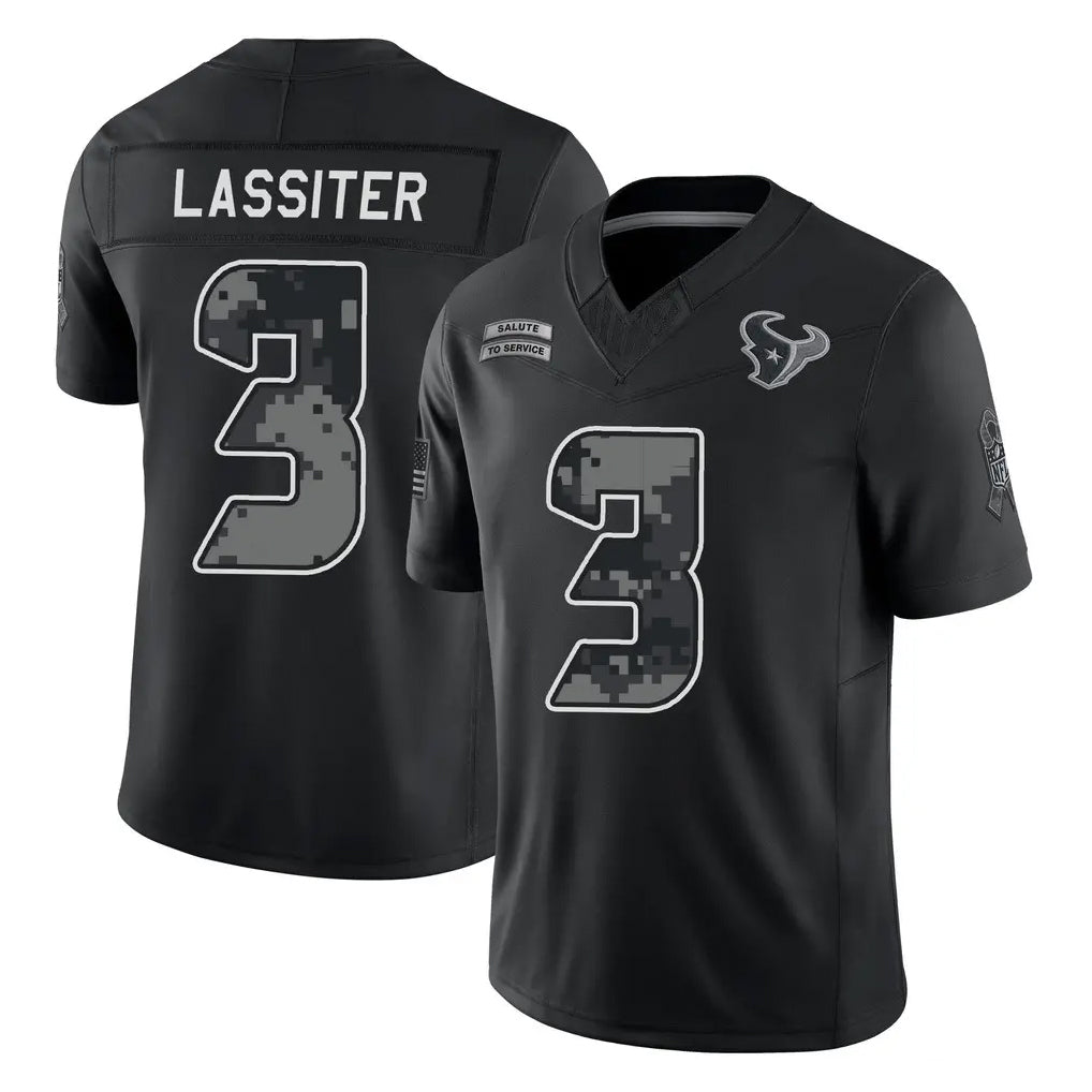 Arlishia H.Texans #3 Kamari Lassiter Player Black Limited 2026 Salute to Service Home Game Stitched Jerseys