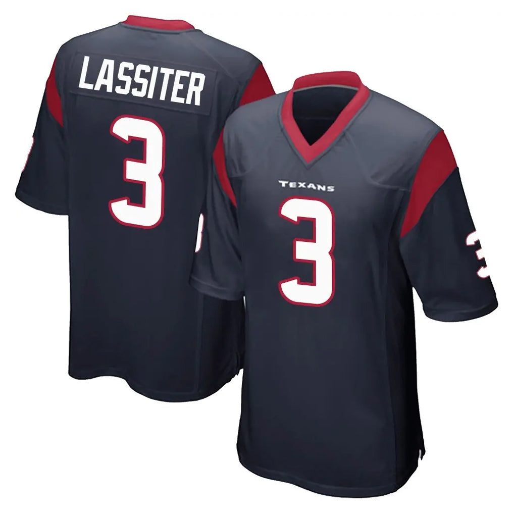 Arlishia H.Texans #3 Kamari Lassiter Player Navy Home Game Stitched Jerseys