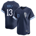 Arlishia KC.Royals #13 Salvador Perez Player Navy City Connect Limited Home Stitched Jerseys