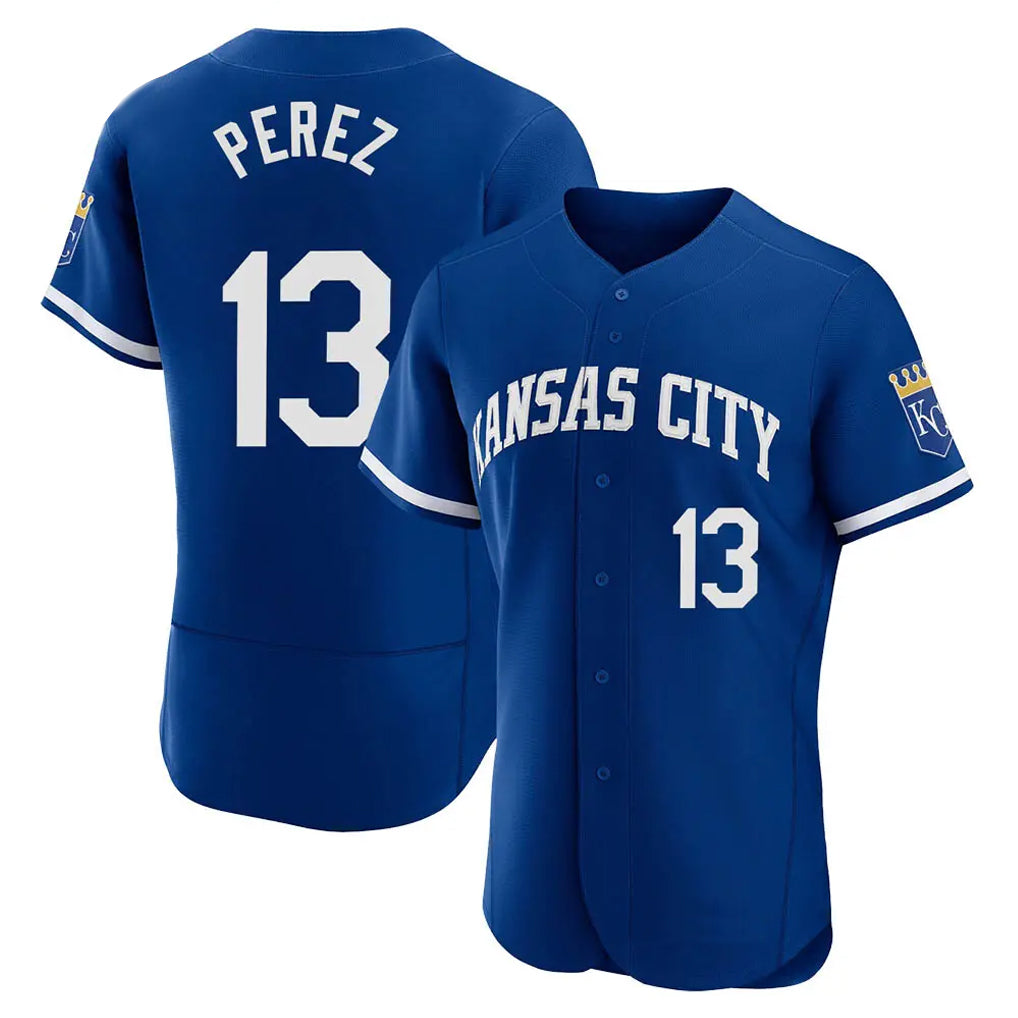 Arlishia KC.Royals #13 Salvador Perez Player Royal City Connect Limited Elite Home Game Stitched Jerseys