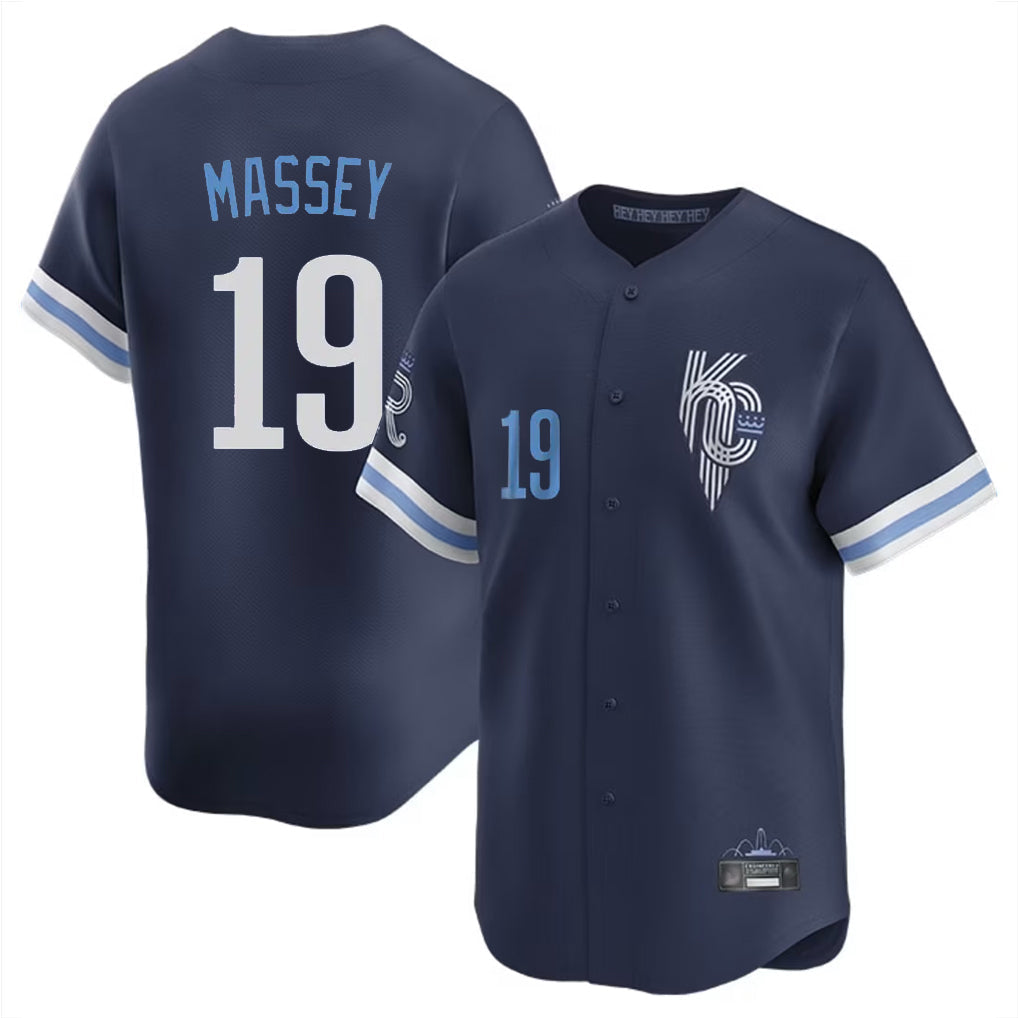 Arlishia KC.Royals #19 Michael Massey Player Navy City Connect Limited Home Stitched Jerseys