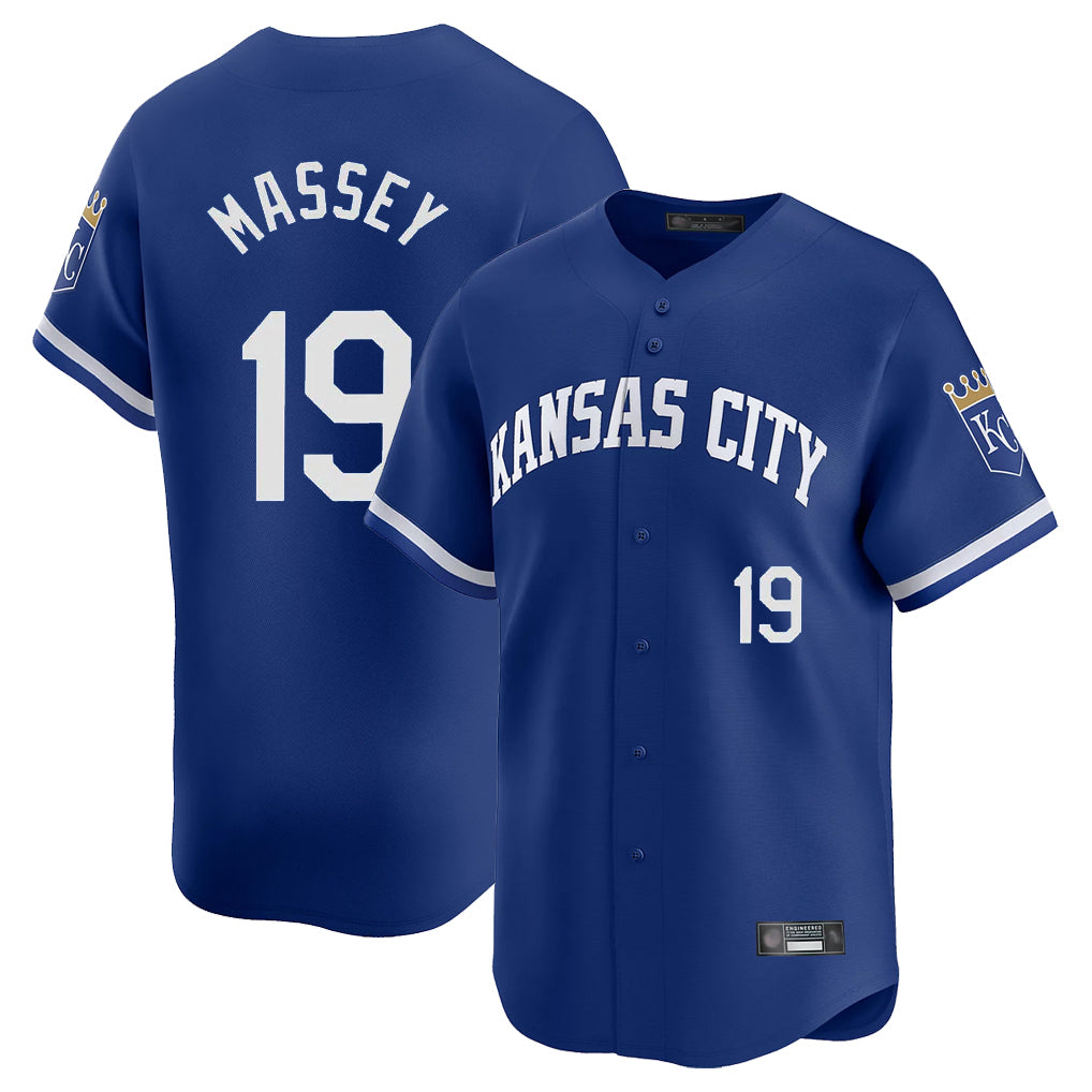 Arlishia KC.Royals #19 Michael Massey Player Royal Limited Home Stitched Jerseys