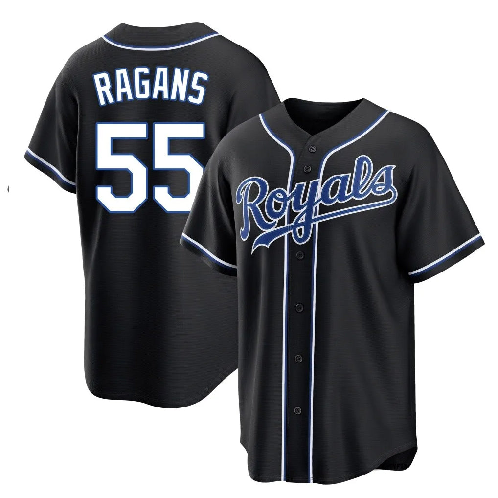 Arlishia KC.Royals #55 Cole Ragans Player Black Carbon Fashion Home Game Stitched Jerseys