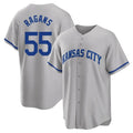Arlishia KC.Royals #55 Cole Ragans Player Gray Game Home Stitched Jerseys