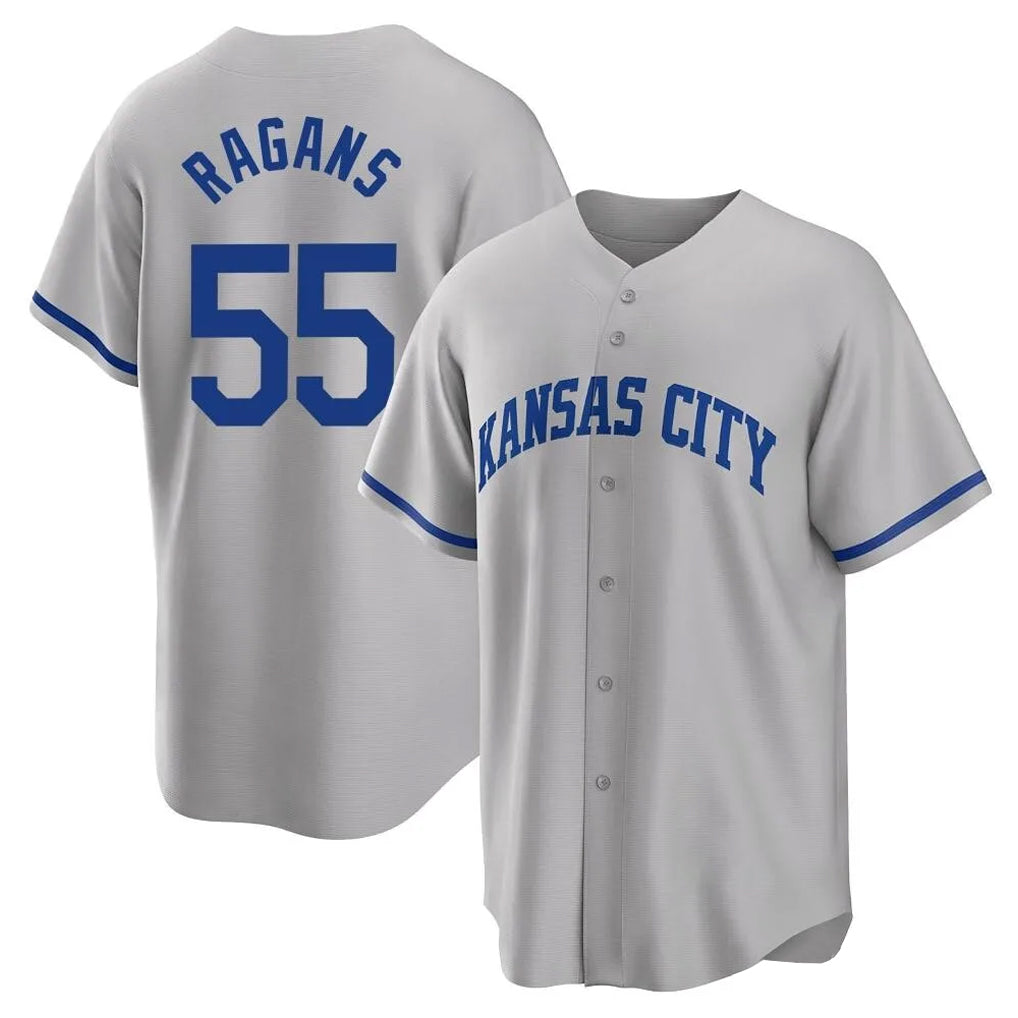 Arlishia KC.Royals #55 Cole Ragans Player Gray Game Home Stitched Jerseys