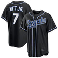Arlishia KC.Royals #7 Bobby Witt Jr. Player Black Carbon Fashion Home Game Stitched Jerseys