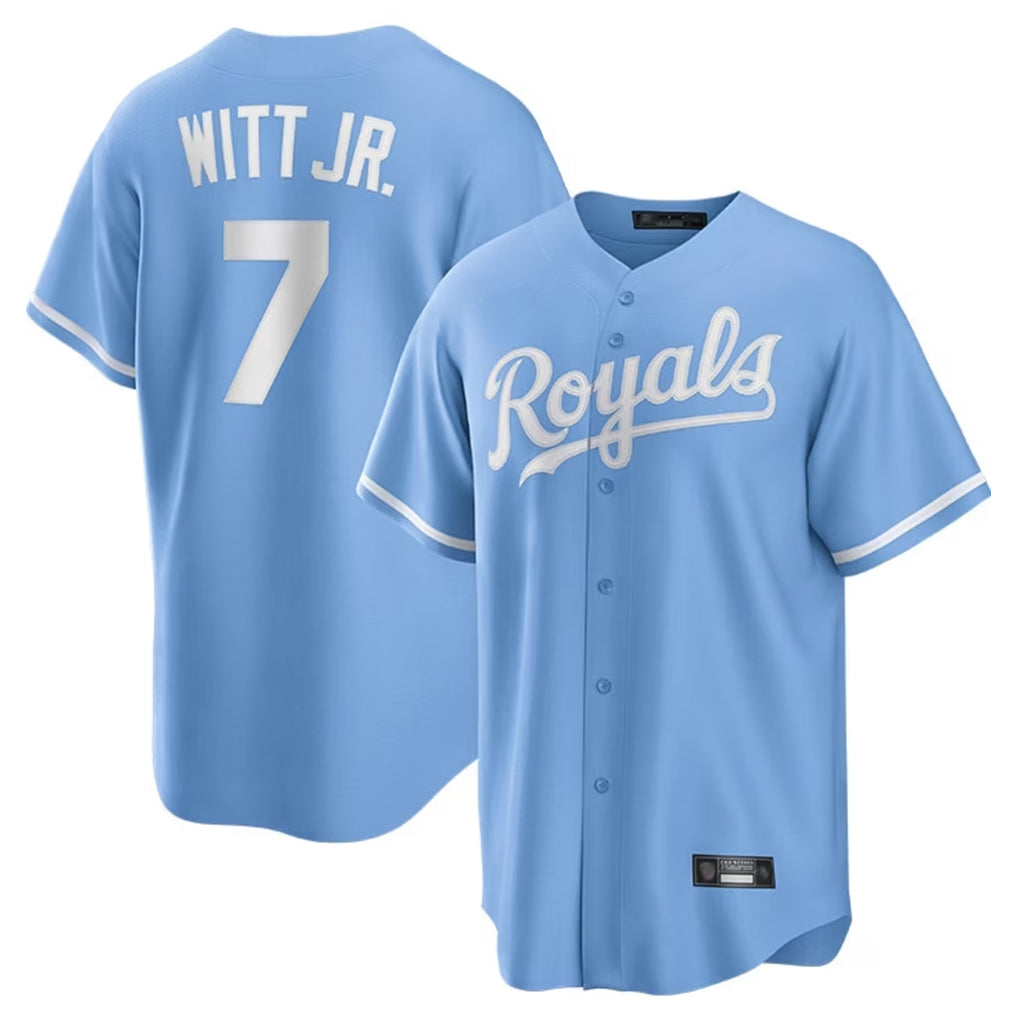 Arlishia KC.Royals #7 Bobby Witt Jr. Player Light Blue Home Game Stitched Jerseys