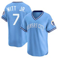 Arlishia KC.Royals #7 Bobby Witt Jr. Player Light Blue Limited Throwback Cooperstown Collection T-shirt Stitched Jerseys