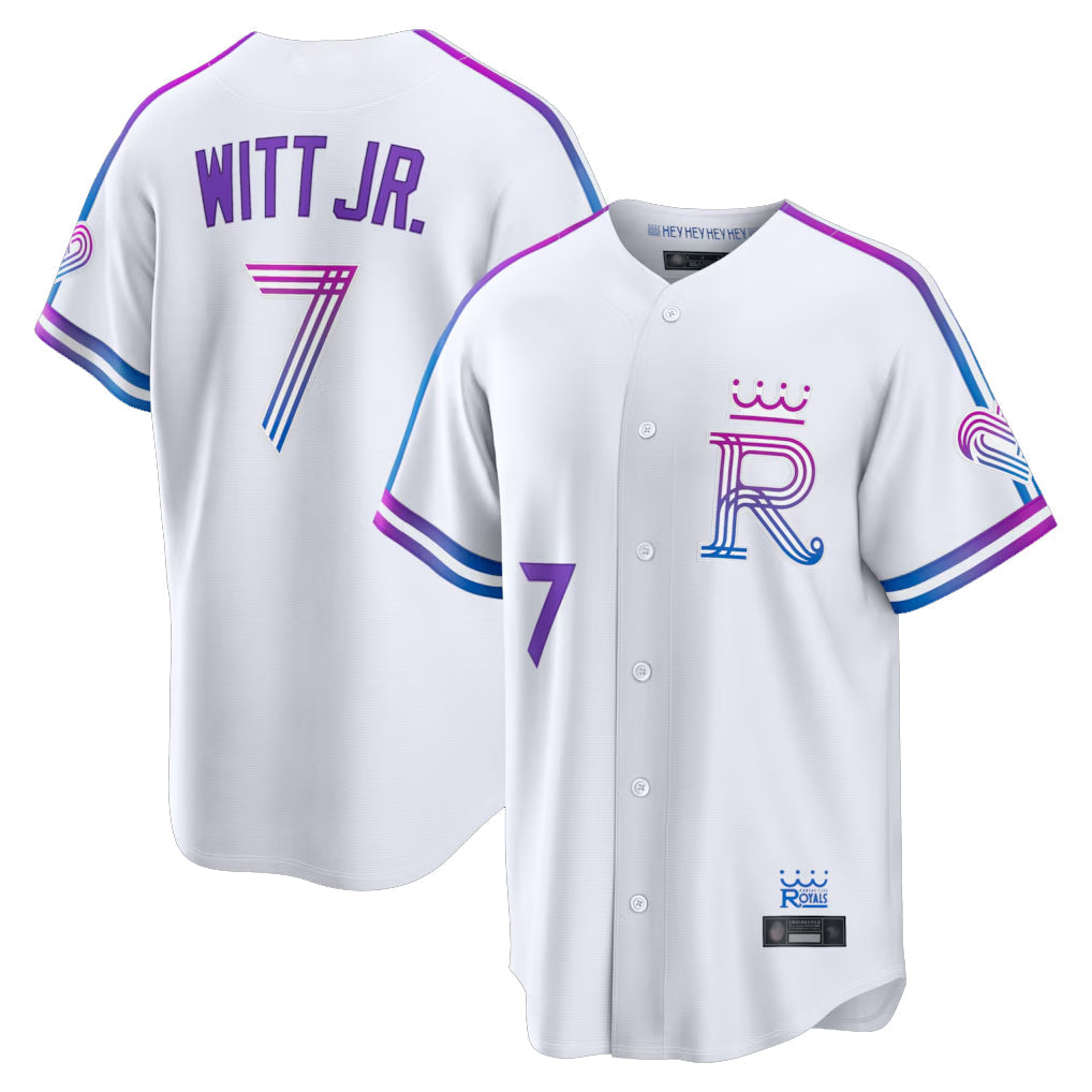 Arlishia KC.Royals #7 Bobby Witt Jr. Player White 2026 City Connect Limited Home Stitched Jerseys