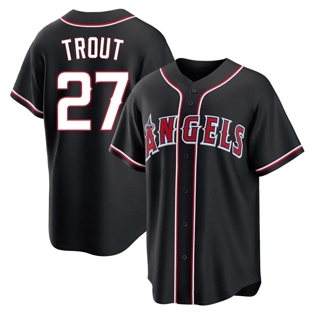 Arlishia LA.Angels #27 Mike Trout Player Black Fashion Out Home Game Stitched Jerseys