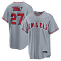 Arlishia LA.Angels #27 Mike Trout Player Gray Home Game Stitched Jerseys