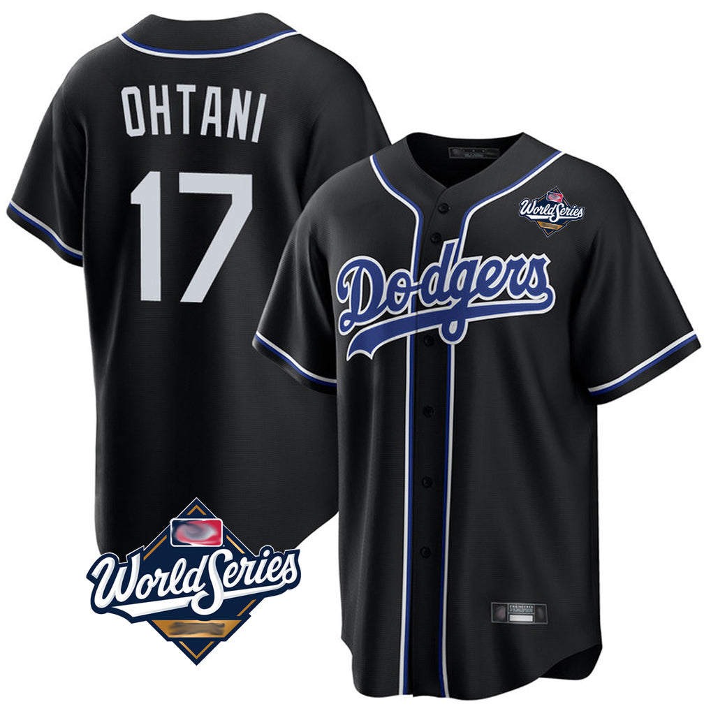 Arlishia LA.Dodgers #17 Shohei Ohtani Player Black World Series Carbon Limited Home Stitched Jerseys