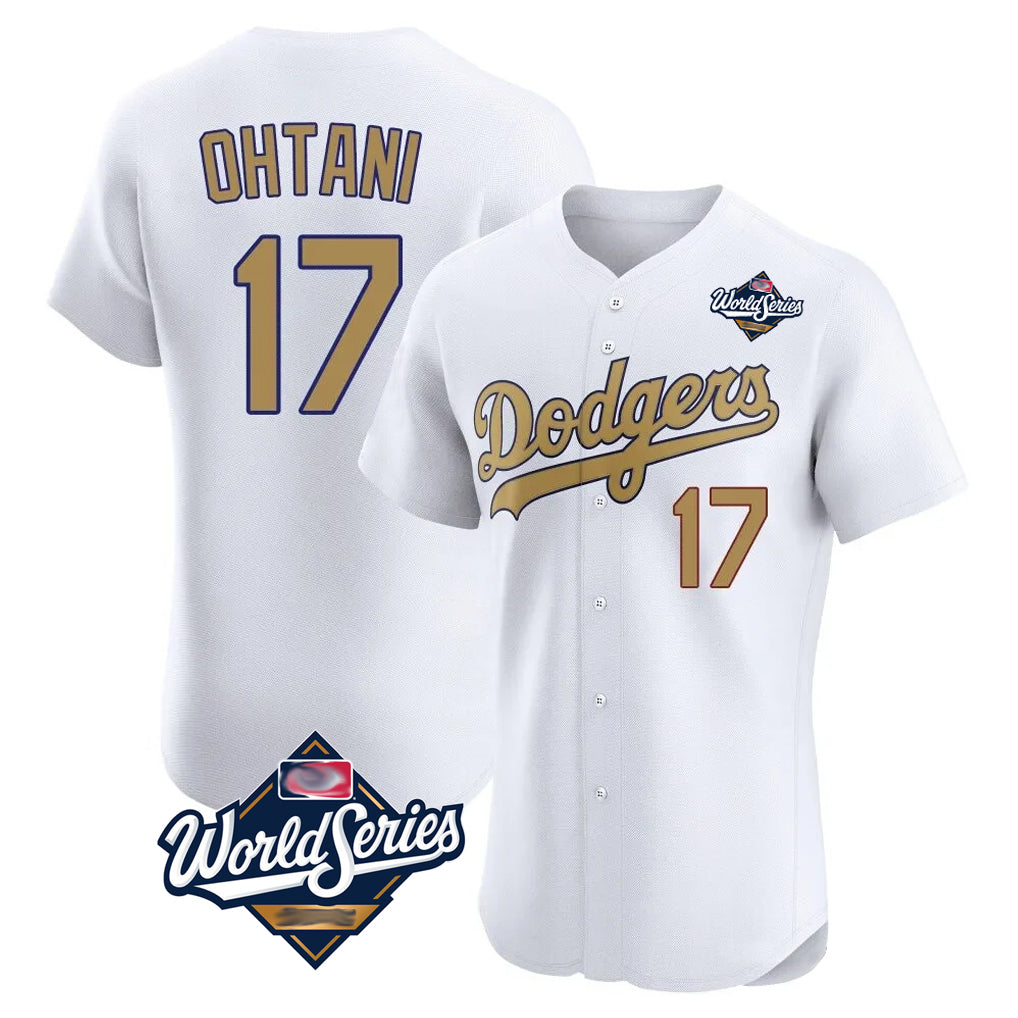 Arlishia LA.Dodgers #17 Shohei Ohtani Player Gold World Series Limited Elite Home Stitched Jerseys