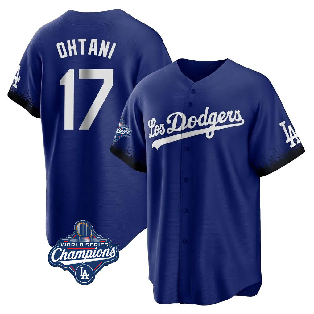 Arlishia LA.Dodgers #17 Shohei Ohtani Player Royal World Series Meet City Connect Home Game Stitched Jerseys