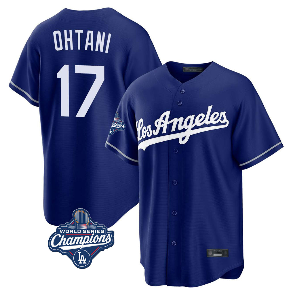 Arlishia LA.Dodgers #17 Shohei Ohtani Player Royal World Series Meet Game Stitched Jerseys