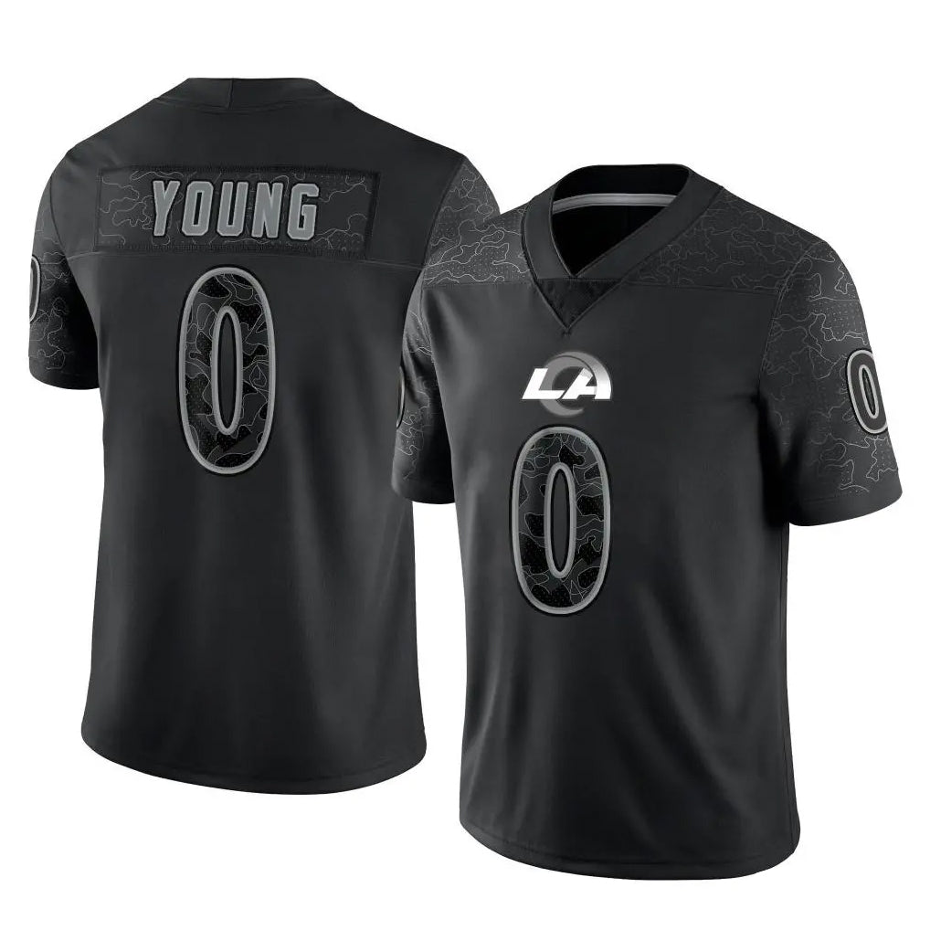 Arlishia LA.Rams #0 Byron Young Player Black Limited Reflective Home Game Stitched Jerseys