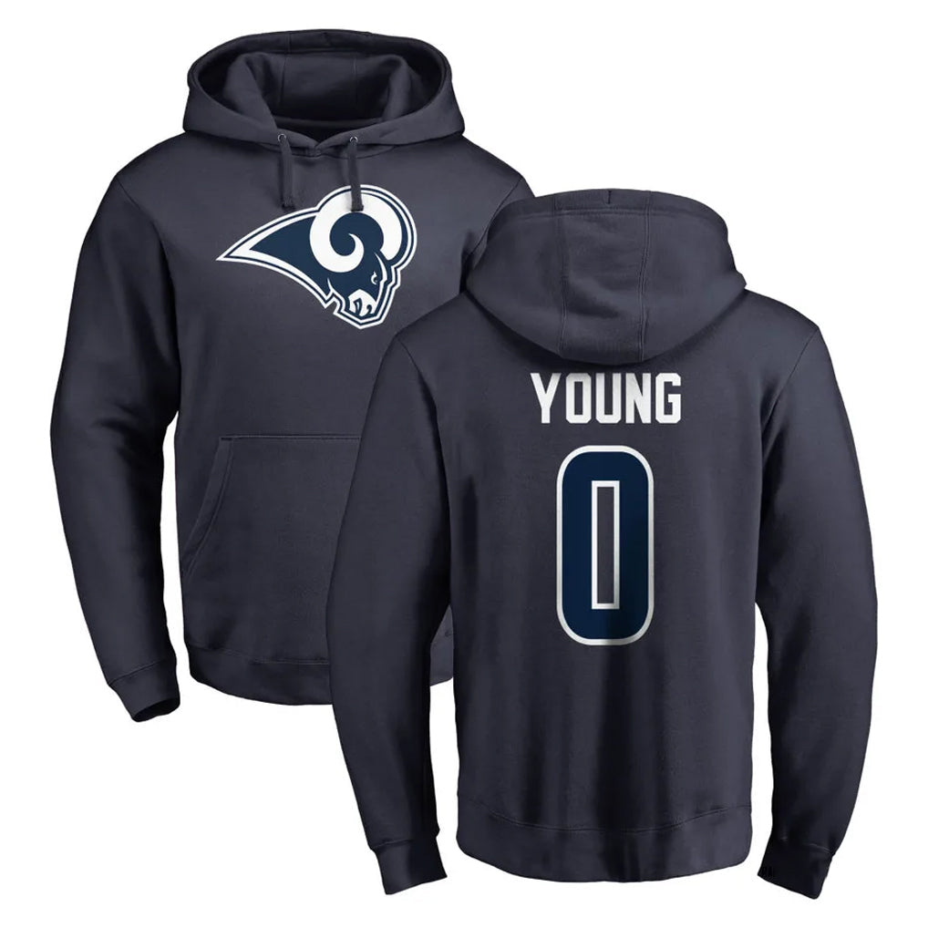 Arlishia LA.Rams #0 Byron Young Player Navy Pullover Hoodie Limited Game Stitched Jerseys