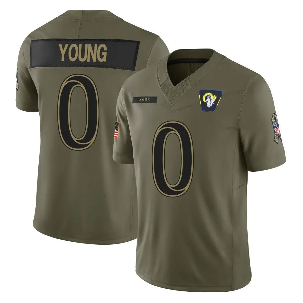 Arlishia LA.Rams #0 Byron Young Player Olive 2025 Salute To Service Limited Game Stitched Jerseys