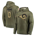 Arlishia LA.Rams #0 Byron Young Player Olive Salute to Service Pullover Hoodies Home Game Stitched Jerseys