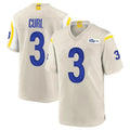 Arlishia LA.Rams #3 Kam Curl Player Bone Home Game Stitched Jerseys