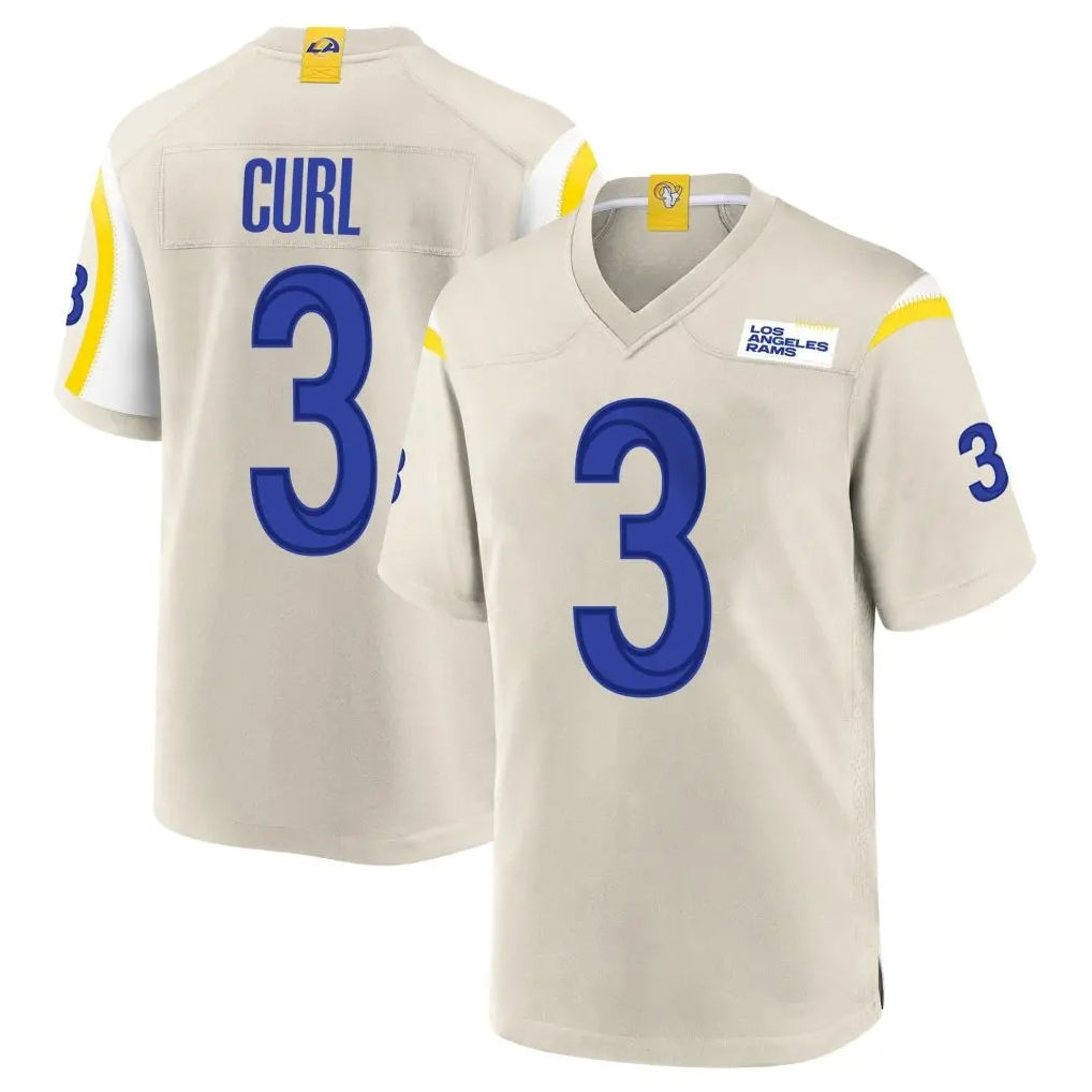 Arlishia LA.Rams #3 Kam Curl Player Bone Home Game Stitched Jerseys