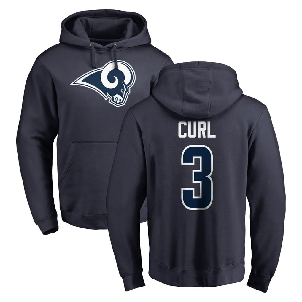 Arlishia LA.Rams #3 Kam Curl Player Navy Pullover Hoodie Limited Game Stitched Jerseys