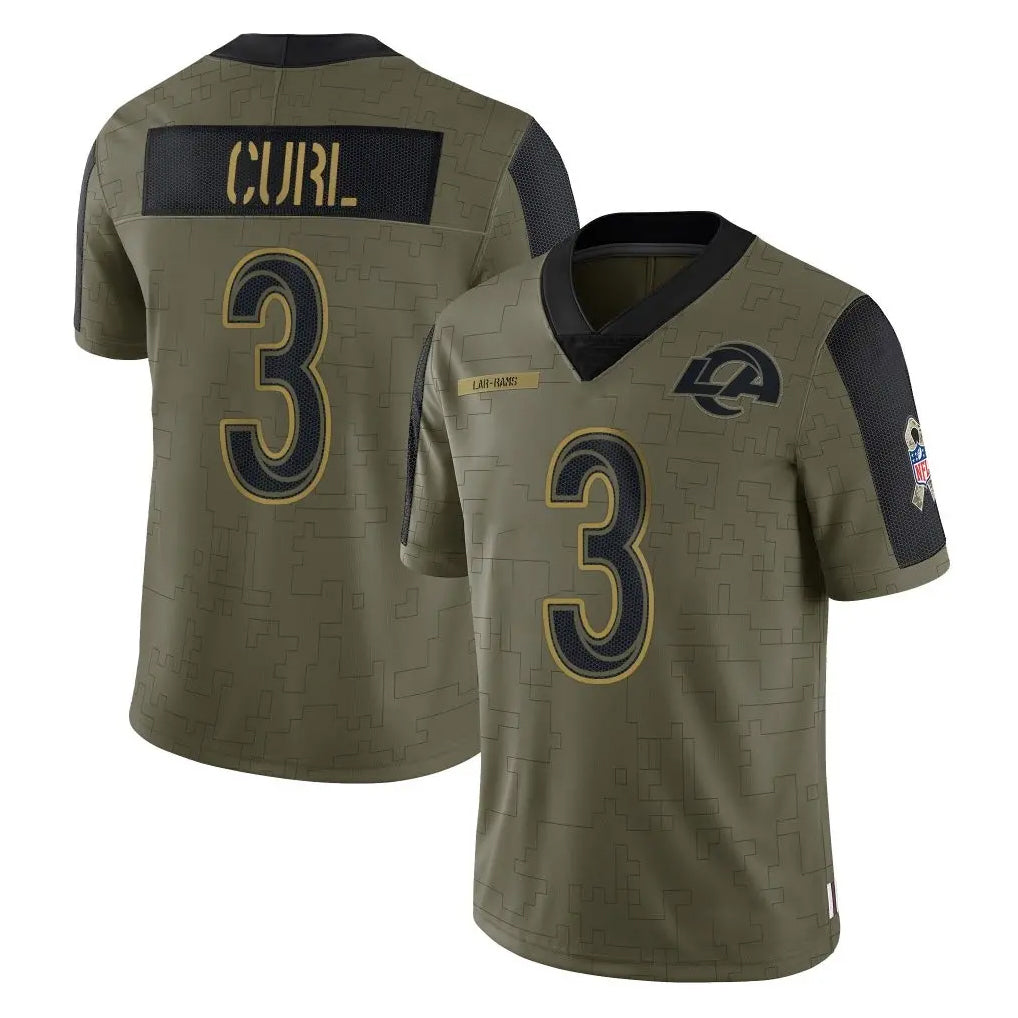 Arlishia LA.Rams #3 Kam Curl Player Olive Salute To Service Limited Game Stitched Jerseys