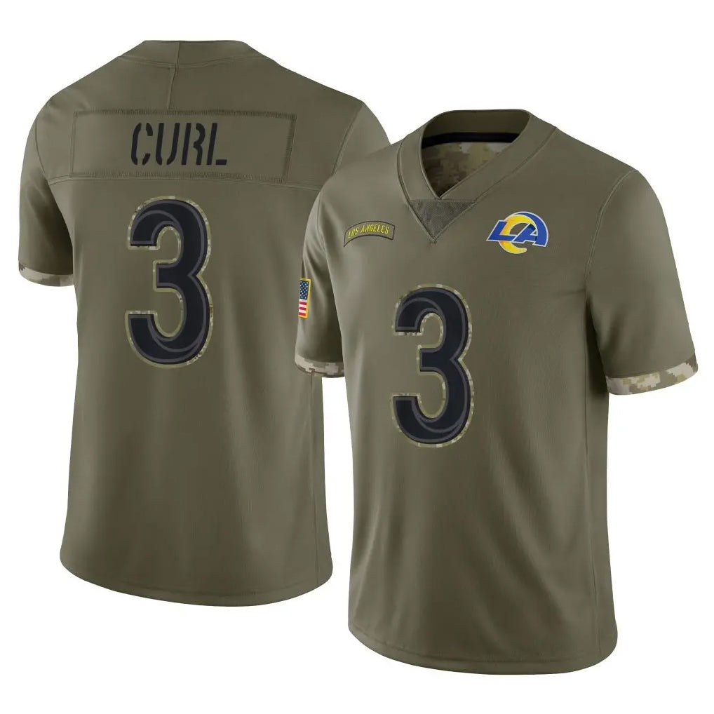 Arlishia LA.Rams #3 Kam Curl Player Olive Salute To Service Limited Stitched Jerseys