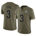 Arlishia LA.Rams #3 Kam Curl Player Olive Salute To Service Limited Stitched Jerseys