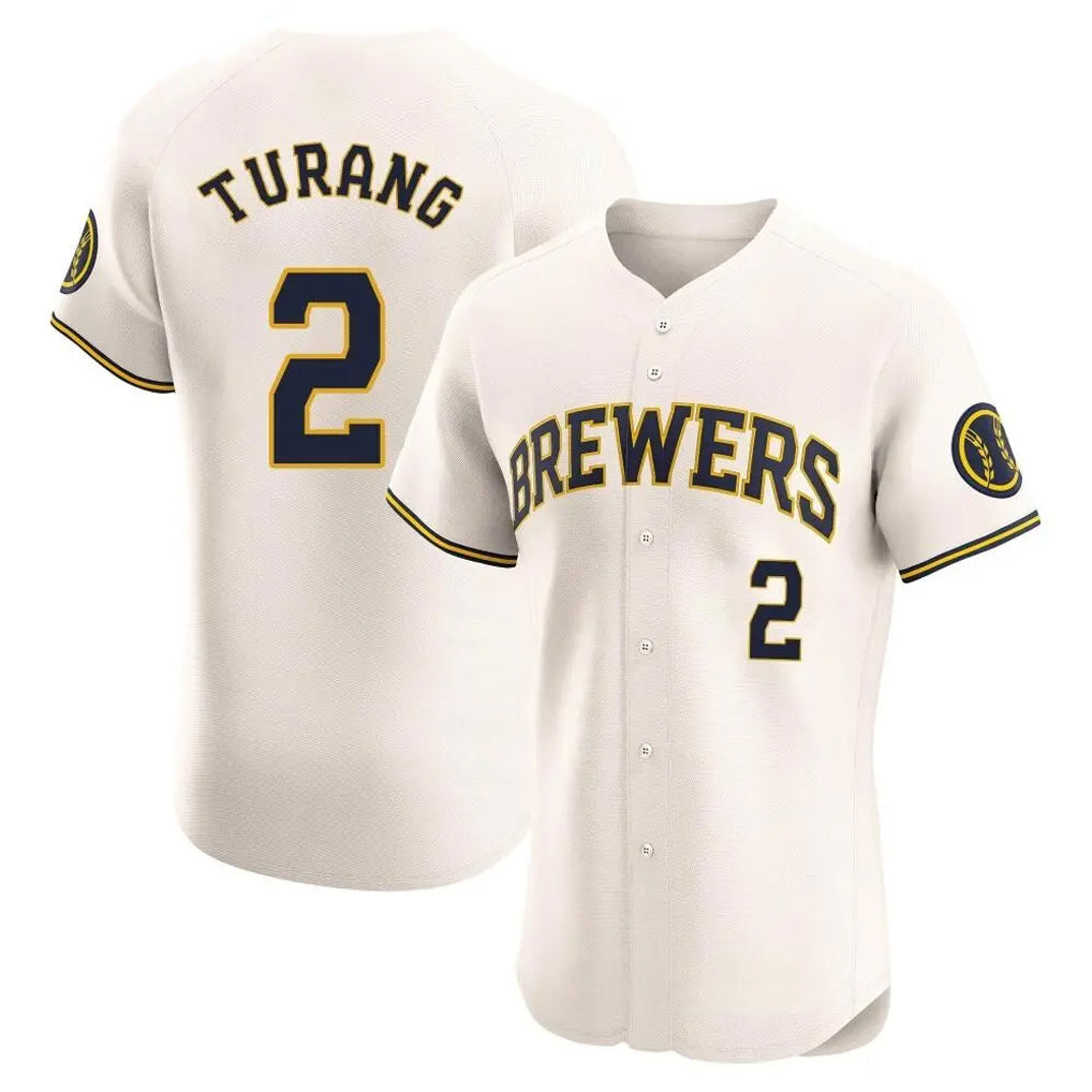 Arlishia M.Brewers #2 Brice Turang Player Cream Home Limited Elite Stitched Jerseys