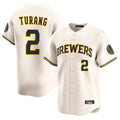 Arlishia M.Brewers #2 Brice Turang Player Cream Home Limited Game Stitched Jerseys