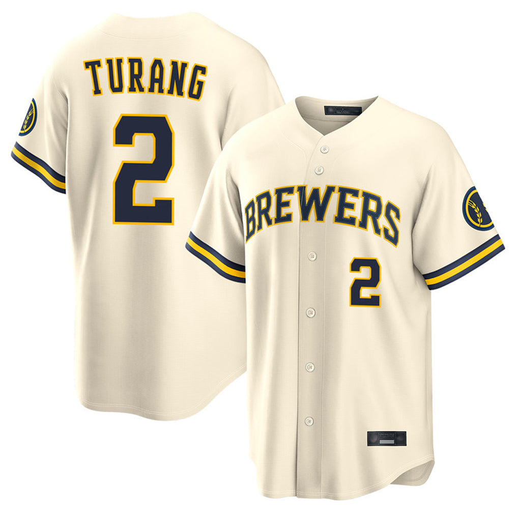 Arlishia M.Brewers #2 Brice Turang Player Cream Home Limited Stitched Jerseys