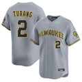 Arlishia M.Brewers #2 Brice Turang Player Gray Home Limited Stitched Jerseys