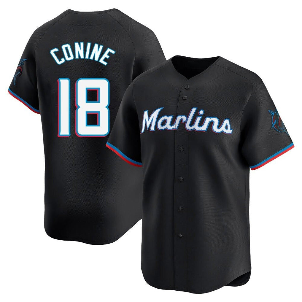 Arlishia M.Marlins #18 Griffin Conine Player Black Home Limited Stitched Jerseys