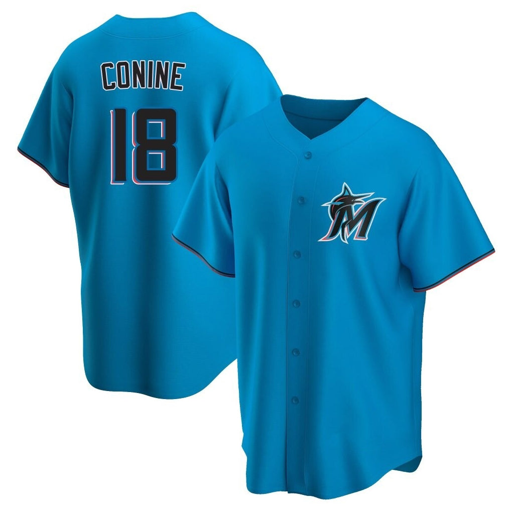 Arlishia M.Marlins #18 Griffin Conine Player Blue Home Game Stitched Jerseys