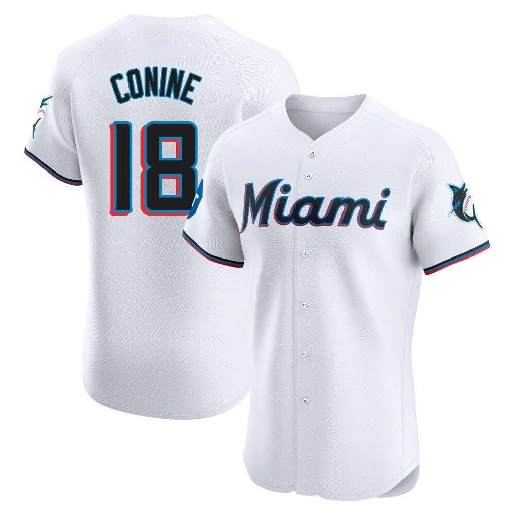 Arlishia M.Marlins #18 Griffin Conine Player White Home Limited Elite Stitched Jerseys