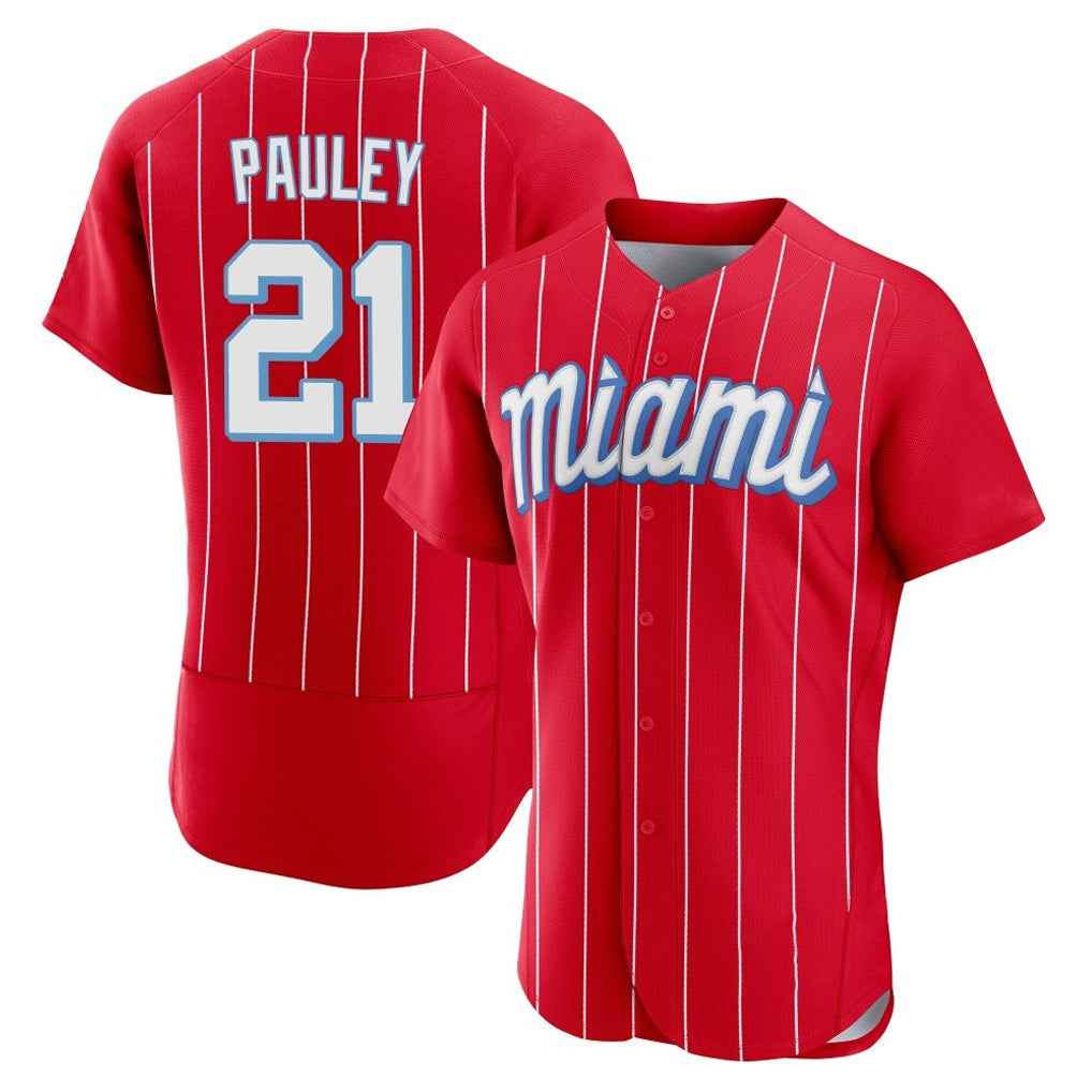 Arlishia M.Marlins #21 Graham Pauley Player Red City Connect Home Limited Elite Stitched Jerseys